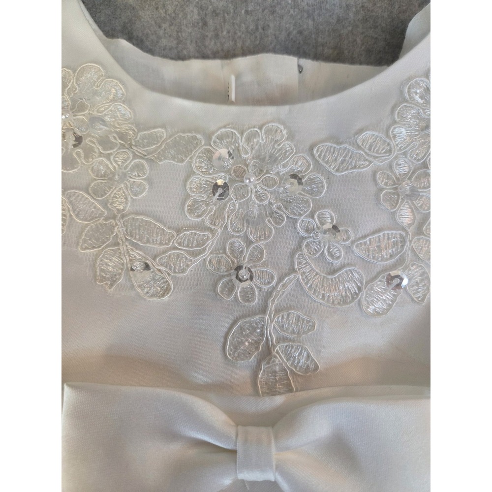 Girls Christening Baptism Wedding Dress Infant 6 Months Tulle Princess Bow White - Picture 3 of 9